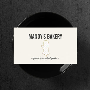 Ofenhandschuh-Logo Gold auf Elfenbein für Bäckerei Visitenkarte