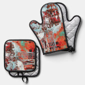 Ofenhandschuh & Topflappen – Corrosion Pulse Topflappen-Set (Vorderseite/Rückseite)