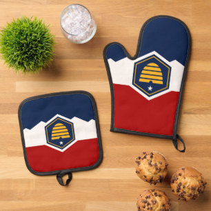 Ofenhandschuh, Topflappen, Flagge von Utah Ofenhandschuh & Topflappen-Set