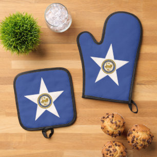 Ofenhandschuh, Topflappen mit Flagge von Houston, Ofenhandschuh & Topflappen-Set