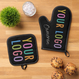 Ofenhandschuh-Topflappen-Set mit bedrucktem Logo i Ofenhandschuh & Topflappen-Set
