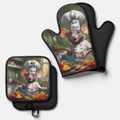 Ofenhandschuh Topflappen Set Personalisieren Chef  (Vorderseite/Rückseite)