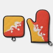 Ofenhandschuh und Topflappen, Bhutan-Flagge & Topflappen-Set (Vorderseite)