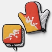 Ofenhandschuh und Topflappen, Bhutan-Flagge & Topflappen-Set (Vorderseite/Rückseite)