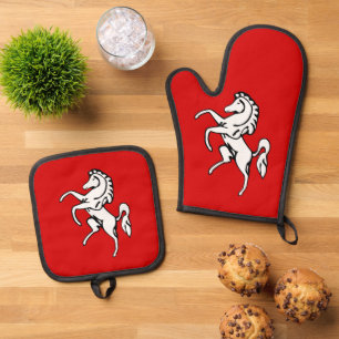Ofenhandschuh und Topflappen, Flagge von Kent Coun & Topflappen-Set