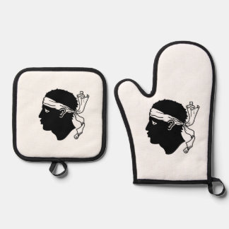 Ofenhandschuh und Topflappen mit korsischer Flagge & Topflappen-Set