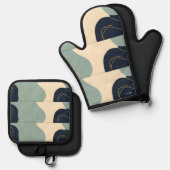 Ofenhandschuhe Ofenhandschuh & Topflappen-Set (Vorderseite/Rückseite)