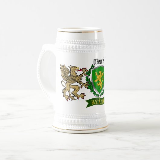 O'Ferrell/Ferrell Irish Shield Beer Stein Bierglas (Vorderseite Links)