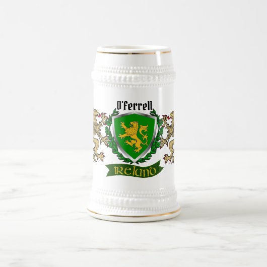 O'Ferrell/Ferrell Irish Shield Beer Stein Bierglas (Mittel)