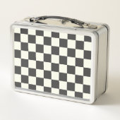 Off Black and Off White Checkerboard Metall Brotdose (Rückseite)