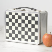 Off Black and Off White Checkerboard Metall Brotdose (Beispiel)