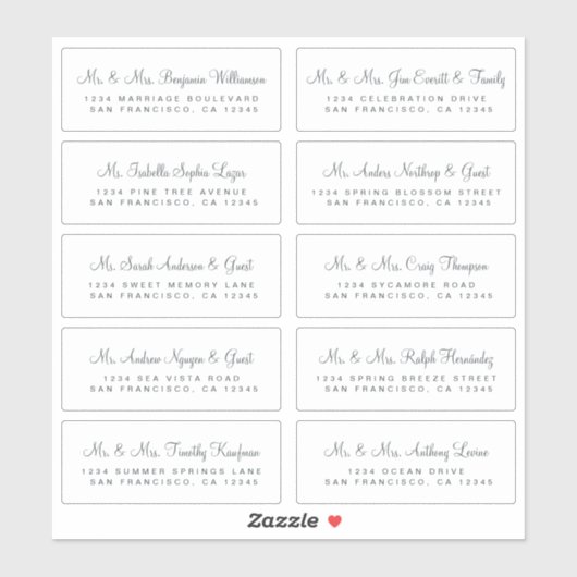 Off-Black Calligraphy Wedding Guest Address Labels (Blatt)
