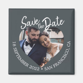 Off-Black Foto Moderne Schrift Save the Date Magnet