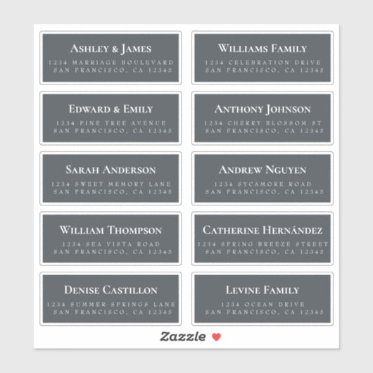 Off-Black Guest Address Labels ORDER 6" oder 8"! (Blatt)