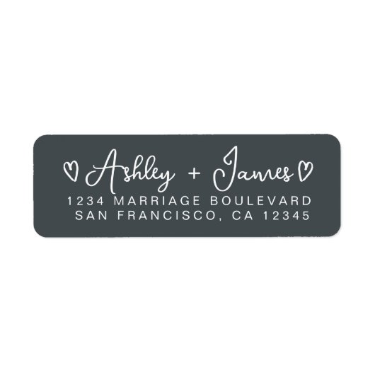 Off-Black Heart Script Couple Return Address (Vorne)