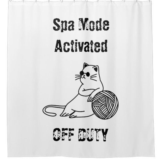 Off Duty Lazy Cat. Funny Spa Mode Activated Duschvorhang (Vorderseite)