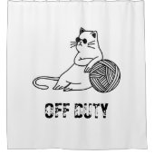 Off Duty Lazy Cat - Niedliche und lustig gelangwei Duschvorhang (Vorderseite)