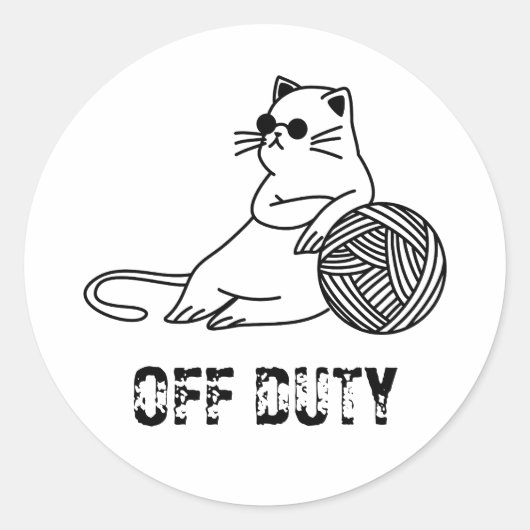 Off Duty Lazy Cat - Niedliche und lustig gelangwei Runder Aufkleber (Vorderseite)
