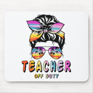 Off Duty Messy Bun Rainbow Sungles End of School Mousepad