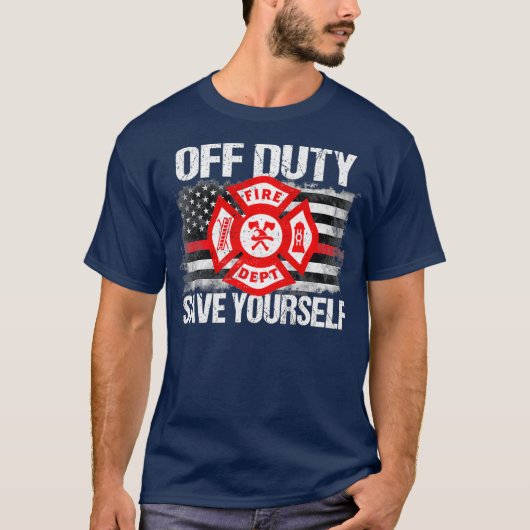 Off Duty Rette dir selbst Feuerwehrfamilie dünn T-Shirt (Vorderseite)
