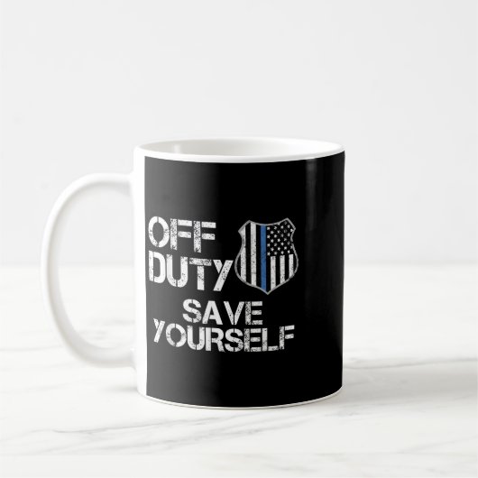 Off Duty Save Yourself Funny Lice Blue Line Gift Kaffeetasse (Links)
