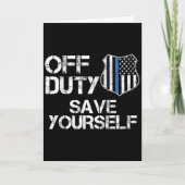 Off Duty Save Yourself Funny Lice Blue Line Gift Karte (Vorderseite)