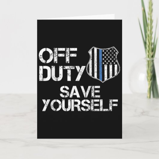 Off Duty Save Yourself Funny Lice Blue Line Gift Karte (Vorderseite)