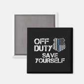 Off Duty Save Yourself Funny Lice Blue Line Gift Magnet (Vorderseite/Rückseite)