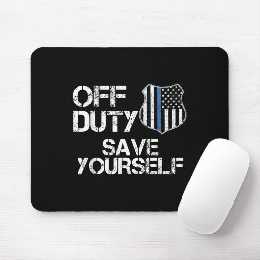 Off Duty Save Yourself Funny Lice Blue Line Gift  Mousepad (Mit Mouse)