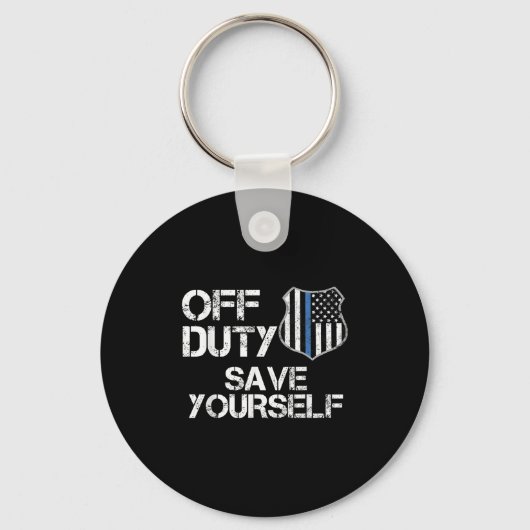 Off Duty Save Yourself Funny Lice Blue Line Gift Schlüsselanhänger (Vorderseite)