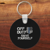 Off Duty Save Yourself Funny Lice Blue Line Gift Schlüsselanhänger (Vorderseite)