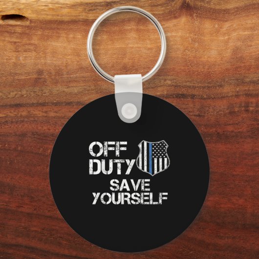 Off Duty Save Yourself Funny Lice Blue Line Gift Schlüsselanhänger (Vorderseite)