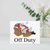 Off Duty (Sleeping Santa) Feiertagspostkarte (Stehend Vorderseite)