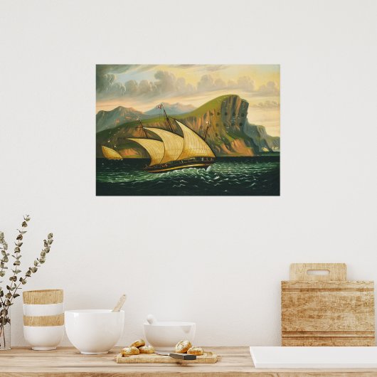 Off Gibraltar - Thomas Chambers Fine Art Poster (Küche)