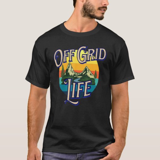 OFF GRID LIFE - MOUNTAINS STREAM FOREST T-Shirt (Vorderseite)