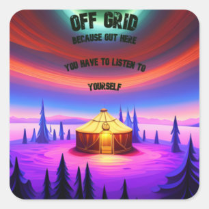 Off Grid Yurt Quadratischer Aufkleber
