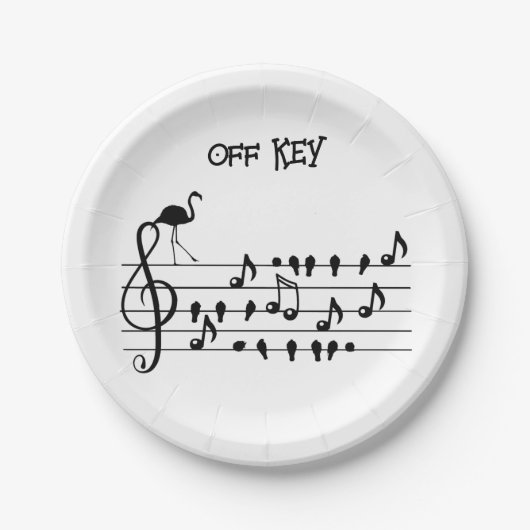 Off Key, Flamingo anpassbar Pappteller (Vorderseite)
