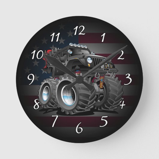 Off road 4x4 cartoon runde wanduhr (Vorderseite)