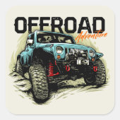 Off-road Adventure 4 X 4 Graphic Rock Crawler Quadratischer Aufkleber (Vorderseite)