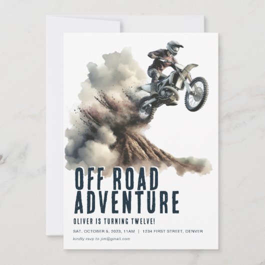 Off Road Adventure Motorrad-Party Einladung (Vorderseite)