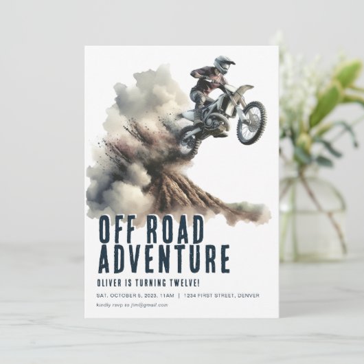 Off Road Adventure Motorrad-Party Einladung (Stehend Vorderseite)