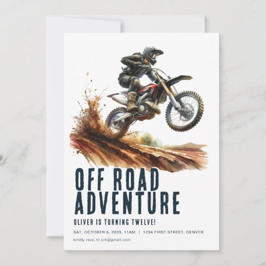 Off Road Adventure Motorrad-Party Einladung (Vorderseite)