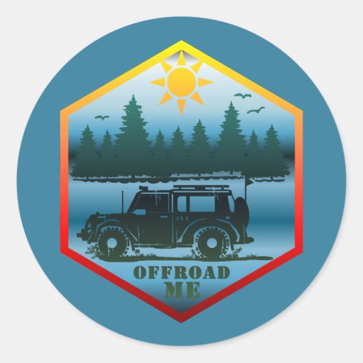 OFF ROAD ME Wilderness Blue Runder Aufkleber (Vorderseite)