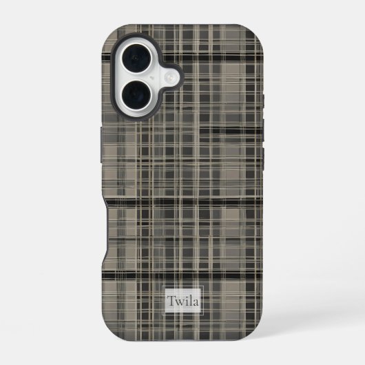 Off-Set Modernes Kariert Grau iPhone 16 Hülle (Rückseite)