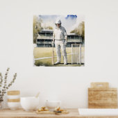 Off Strike - Archival Cricket Print Poster (Küche)