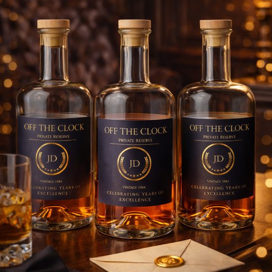 Off the Clock Retirement Private Reserve Label Alkoholflaschenetikett