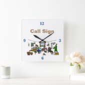 Off The Grid Ham Radio Shack Wallclock Quadratische Wanduhr (Zuhause)