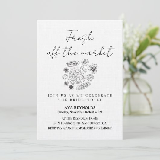 Off The Market Bridal Shower Invitation Template Einladung (Stehend Vorderseite)