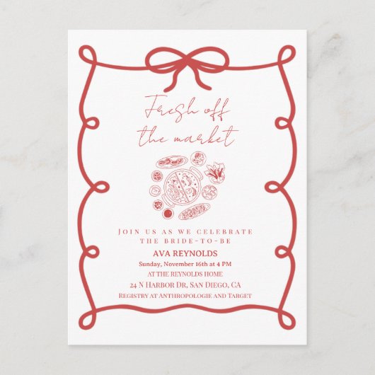 Off The Market Bridal Shower Invitation Template Einladungspostkarte (Vorderseite)