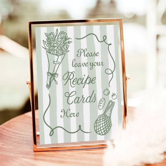 Off The Market Hand Drawn Bridal Shower Recipe Poster
